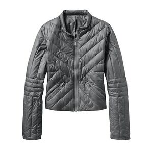 Athleta Geneva Down Jacket Womens Gray Quilted Puffer Zip Lightweight Size XS